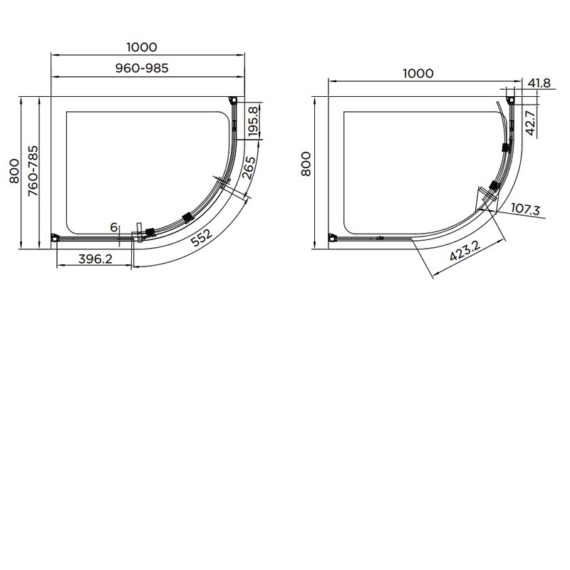 Aquadart 8mm Glass Venturi 8 Single Offset Quadrant Shower Enclosure 1200mm x 900mm - Clear - AQ8125S - 1200mmx1900mmx900mm