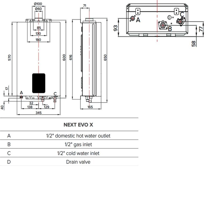 Ariston Next Evo X Modern Gas Instantaneous 11 Litre Water Heater - White - 3632535