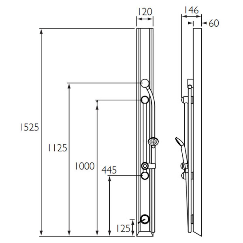 Bristan Commercial Stainless Steel Shower Panel Adjustable Shower Kit - Chrome - TFP3002