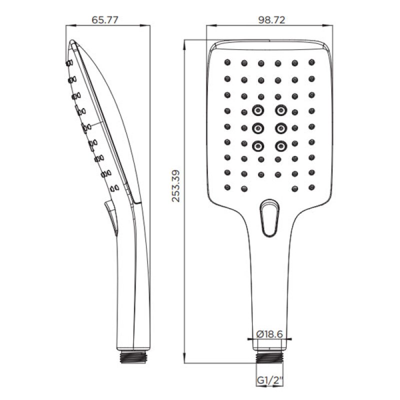 Bristan Large 3 Function Square Shower Handset - Chrome -  HAND21C