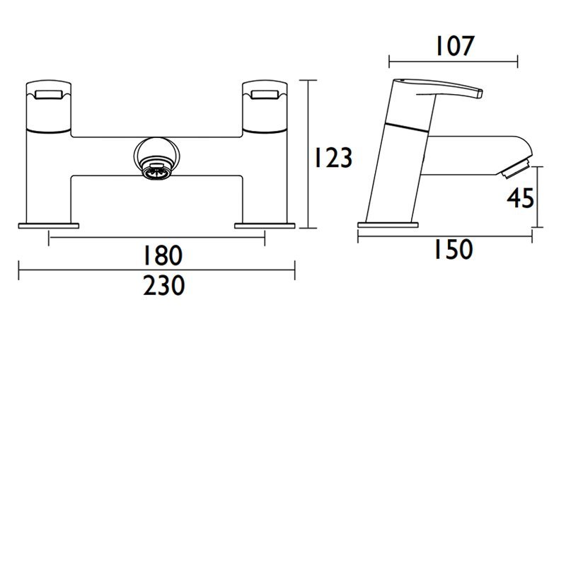 Bristan Orta Modern Round Bath Filler Tap - Chrome - OR BF C - 123mmx107mm