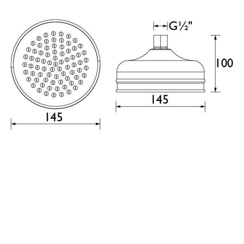 Bristan Traditional Fixed Round Shower Head140mm Diameter - Chrome - FH TDRD01 C