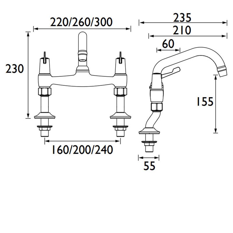 Bristan Value Pillar Bridge Manual Pillar Mounted Kitchen Sink Mixer Tap - Chrome - VAL2 PSNK C CD