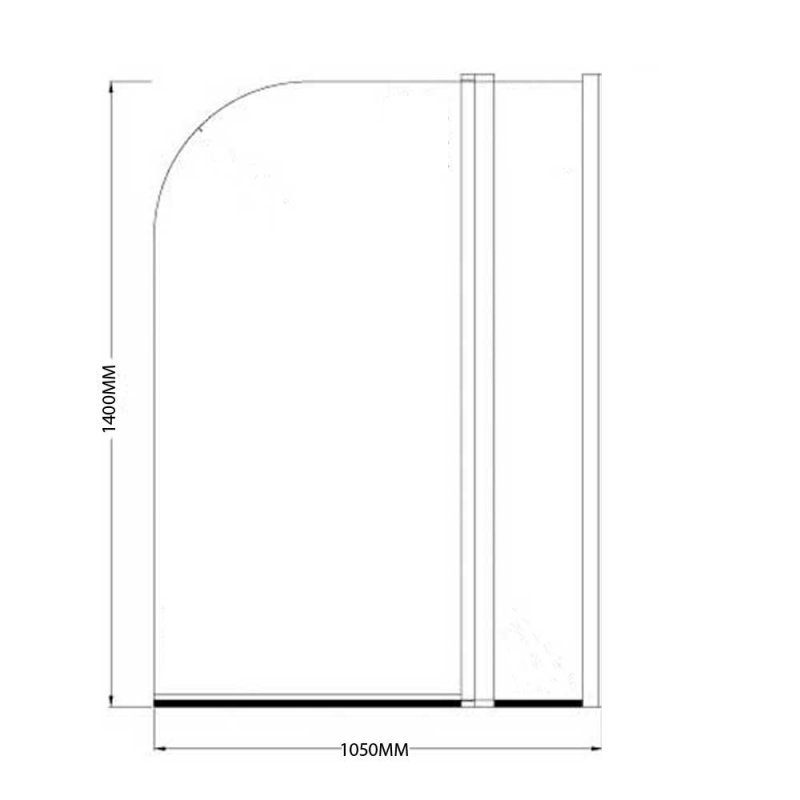 Coram 5mm Glass Frameless 1400mm H x 1050mm W Round Top Bath Screen - Clear - SFR105CUC - 1050mmx1400mm