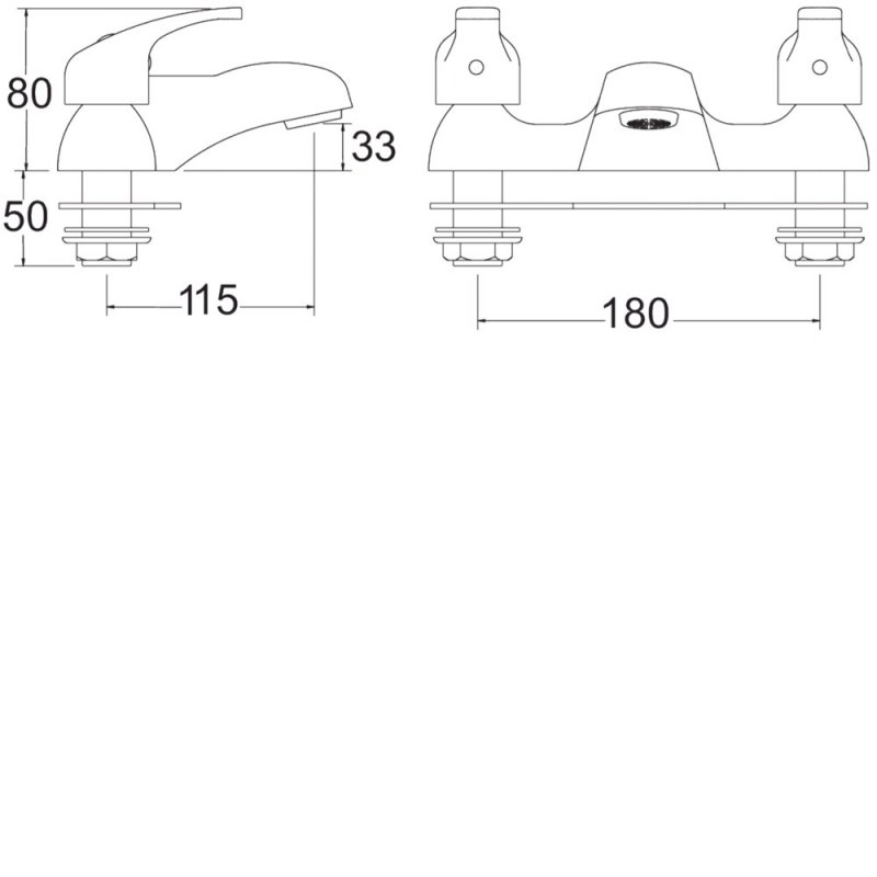 Deva Adore Chrome Deck Mounted Bath Filler Tap - ADORE108 - 55mmx200mm