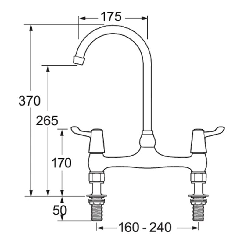 Deva Bridge Modern 3 Inch Lever Handles Kitchen Sink Mixer Tap - Chrome - DLT305B - 370mmx175mm
