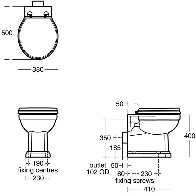 Ideal Standard 500mm Projection Back to Wall Waverley Toilet - Mahogany Seat - U471201+U0248GC