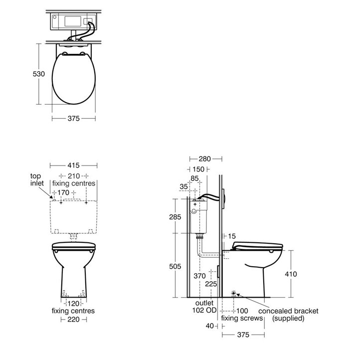 Armitage Shanks 410mm High Back to Wall Contour 21 Plus Toilet - Excluding Seat - S0439HY