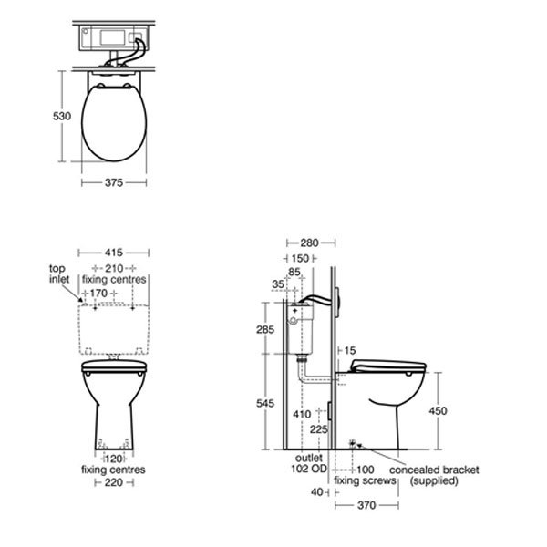 Armitage Shanks 450mm High Back to Wall Contour 21 Plus Toilet - Excluding Seat - S0440HY