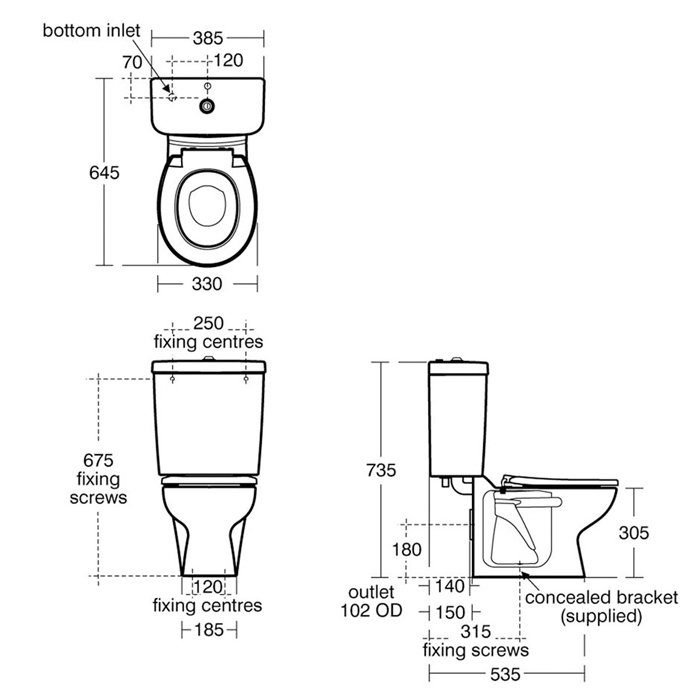 Armitage Shanks 305mm High Close Coupled Contour 21 Toilet with Cistern - Excluding Seat - S304601+S306401