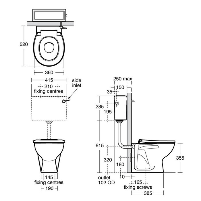 Armitage Shanks 355mm High Back to Wall Contour 21 Toilet  - Excluding Seat - S304701