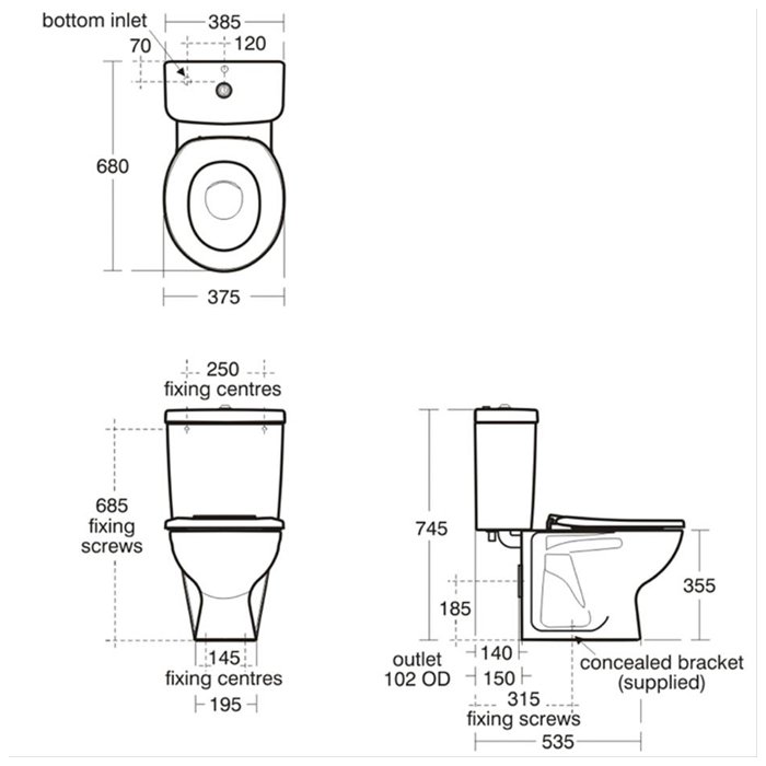 Armitage Shanks 355mm High Close Coupled Contour 21 Toilet with Cistern - Excluding Seat - S304701+S306401