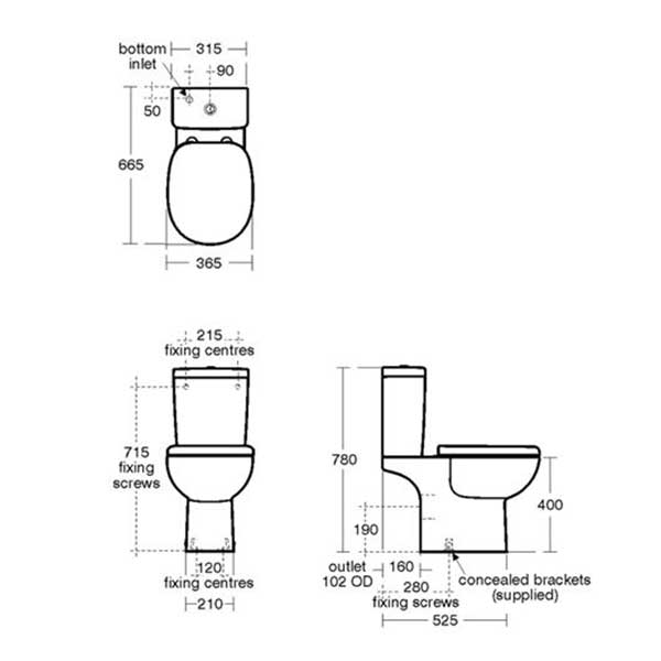 Armitage Shanks Close Coupled Profile 21 Toilet with 6/4 Litre Cistern - Standard Seat - S309201+S309301+S410301