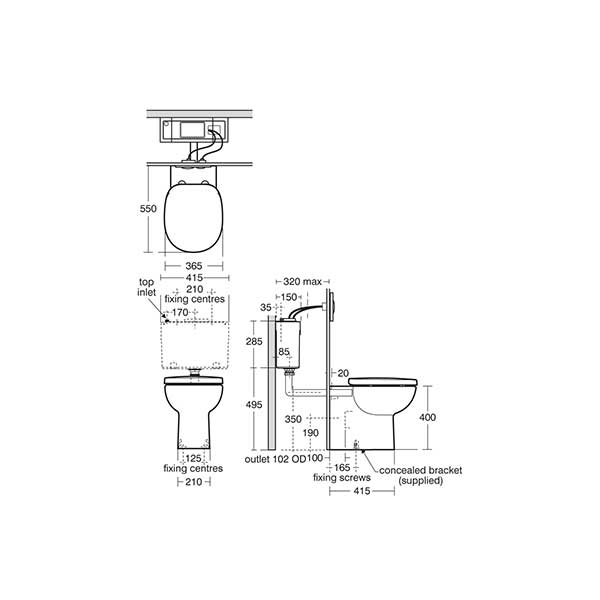 Armitage Shanks 550mm Projection Back To Wall Profile 21 Toilet  - Standard Seat - S309501+S410301