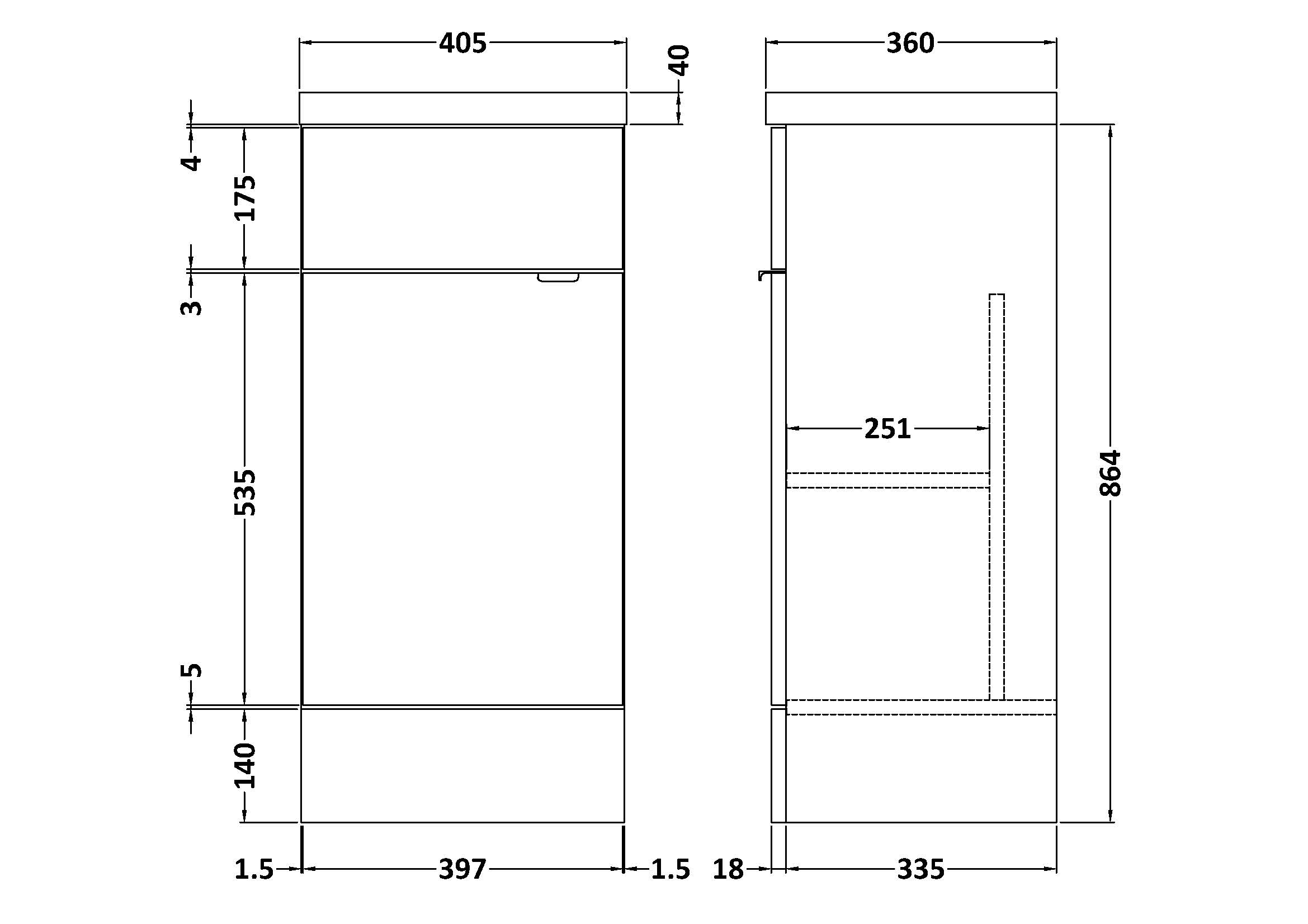 Hudson Reed Fusion 1 Door Floor Standing Vanity Unit with Rectangular Basin 400mm Wide - Gloss White - CBI123