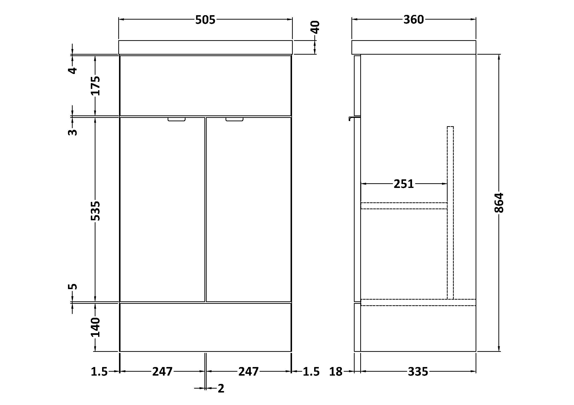 Hudson Reed Fusion 2 Doors Floor Standing Vanity Unit with Rectangular Basin 500mm Wide - Gloss White - CBI124