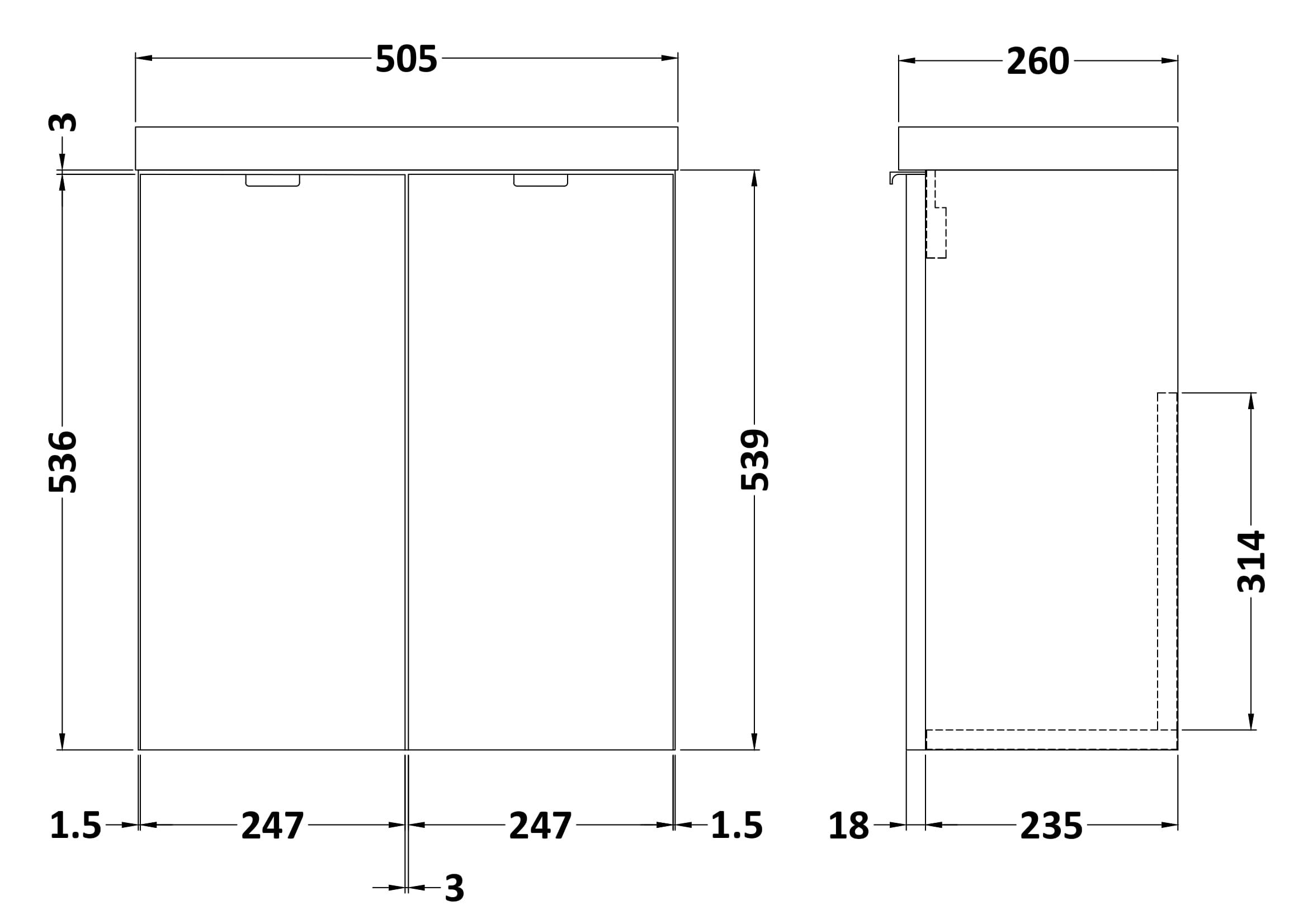 Hudson Reed Fusion 2-Door Wall Hung Vanity Unit with Compact Basin 500mm Wide - Brown Grey Avola - CBI538
