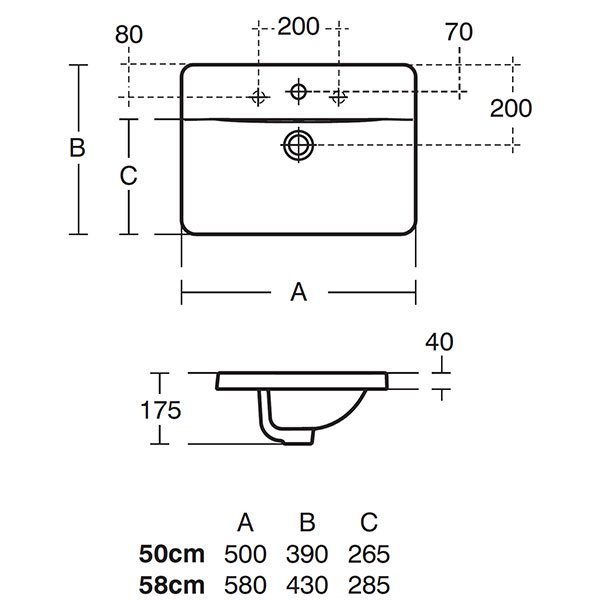 Ideal Standard Concept Cube 500mm Wide 1 Tap Hole Countertop Basin - E501301