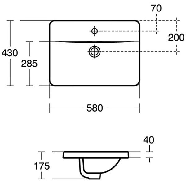Ideal Standard Concept Cube 580mm Wide 1 Tap Hole Countertop Basin - E501501
