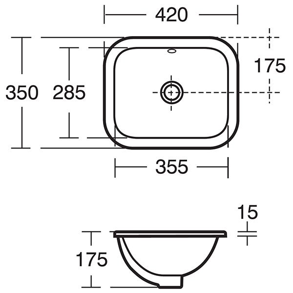 Ideal Standard Concept Cube 420mm Wide 0 Tap Hole Countertop Basin - E502701