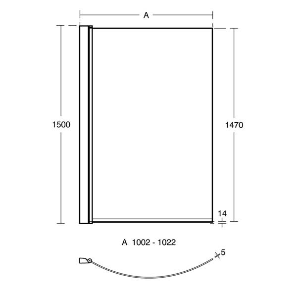 Ideal Standard Concept 5mm Glass 1022mm Wide Shower Bath Screen with Silver Frame - E7407AA