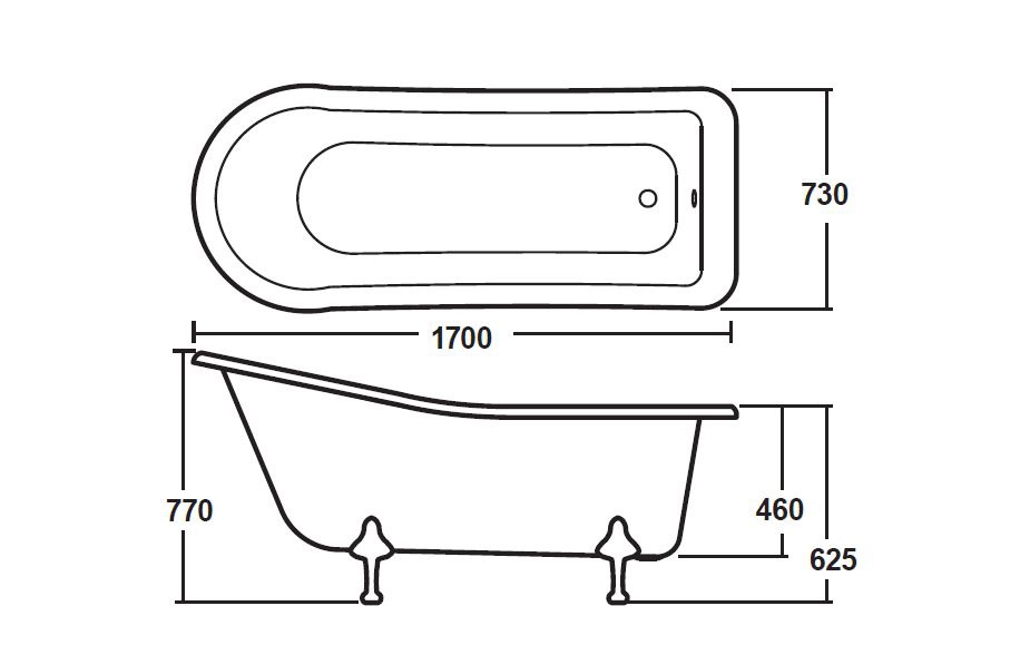 Hudson Reed Brockley Freestanding Bath with Corbel Leg Set (1700mm) - RL1690T