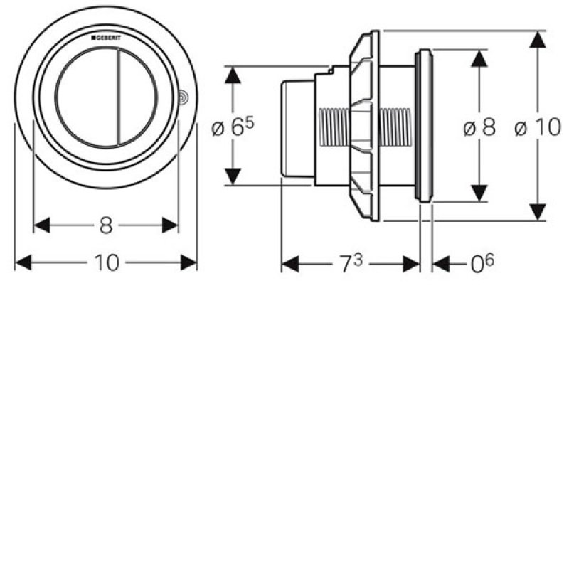 Geberit Type10 Pneumatic Round Dual Flush Plate Button for Concealed Cistern - Gloss / Matt Chrome - 116.057.KN.1