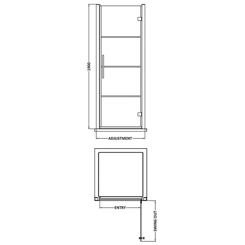 Hudson Reed Apex Black Framed Hinged Shower Door 900mm Wide - 8mm Glass - Clear - ADHD90-E8