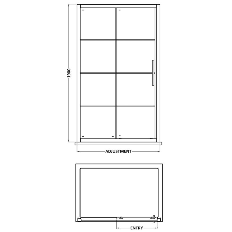 Hudson Reed Apex Black Framed Sliding Shower Door 1200mm Wide - 8mm Glass - Clear - ADSL12-E8