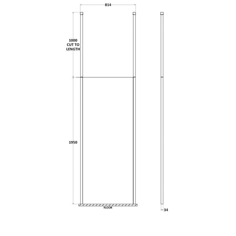 Hudson Reed 8mm Glass Wetroom Screen 800mm Wide with Ceiling Post - Polished Chrome/Clear - GPCP080