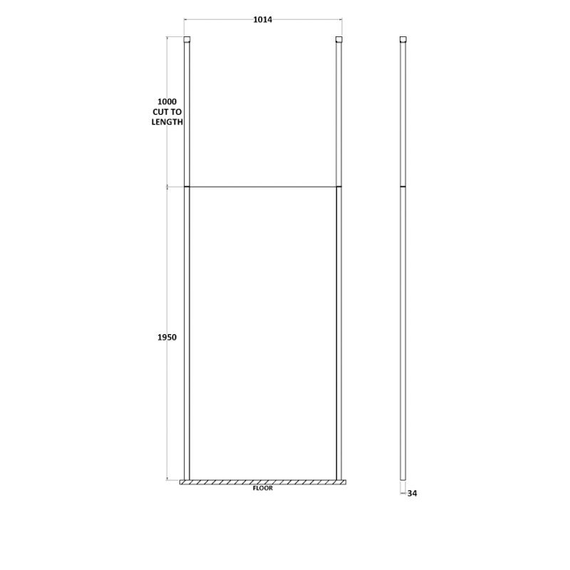 Hudson Reed 8mm Glass Wetroom Screen 1000mm Wide with Ceiling Post - Polished Chrome/Clear - GPCP10