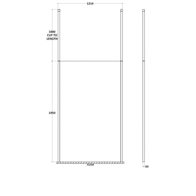 Hudson Reed 8mm Glass Wetroom Screen 1200mm Wide with Ceiling Post - Polished Chrome/Clear - GPCP12