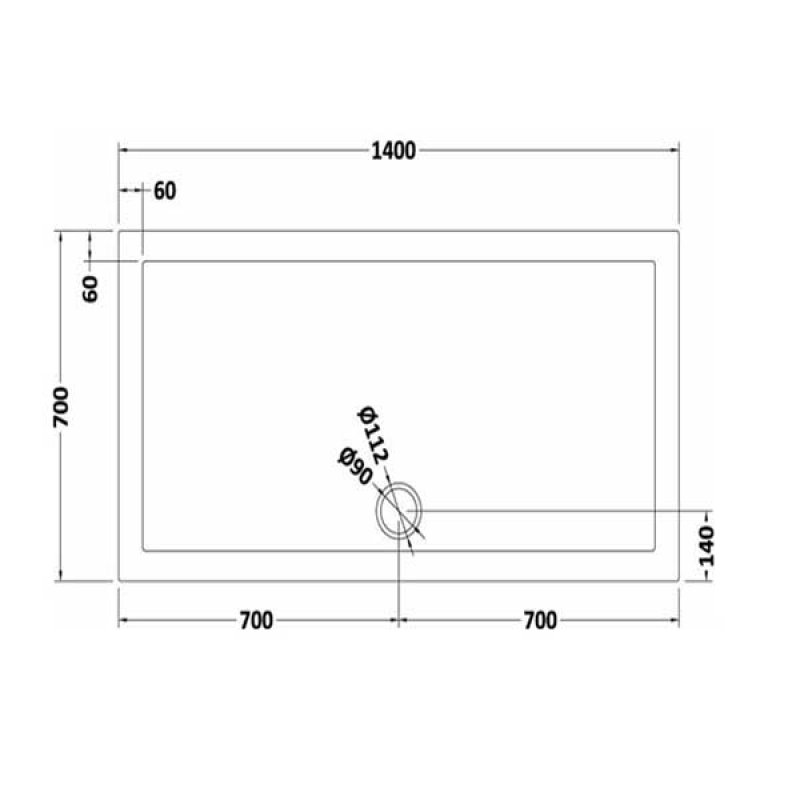 Hudson Reed Flat Top Rectangular Shower Tray 1400mm x 700mm - Slate Grey - TR71031 - 1400mmx40mmx700mm