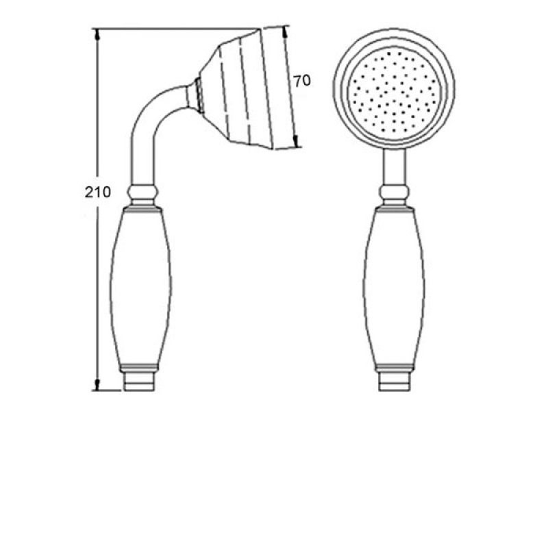 Hudson Reed Large Traditional Shower Handset - White/Chrome - A3150G - 70mmx210mm