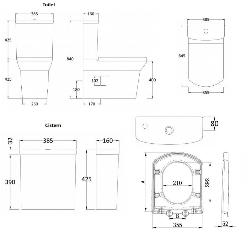 Hudson Reed Maya Soft Close Seat Flush to Wall Pan with Cistern - White - CPC025 - 550mmx850mmx420mm