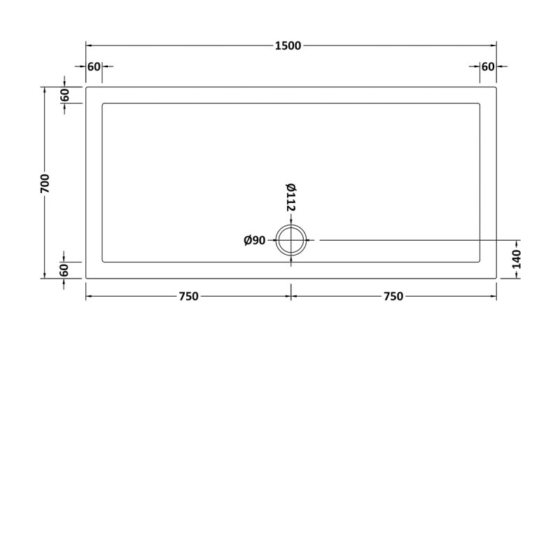 Hudson Reed Flat Top Rectangular Shower Tray 1500mm x 700mm - White - NSR041
