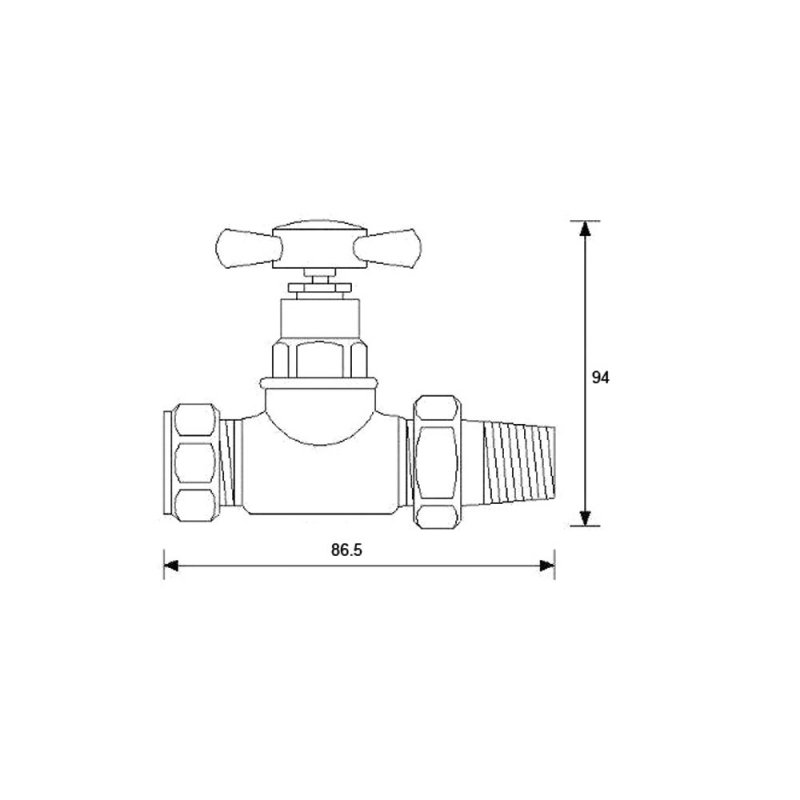 Hudson Reed Victorian Traditional Crosshead Manual Straight Radiator Valves Pair - Chrome - HT379