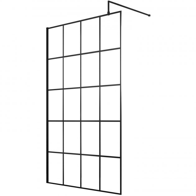 Hudson Reed Frame Effect 8mm Glass Wet Room Screen with Support Bar 1000mm Wide - Clear - WRSF10 - 1000mmx1950mm