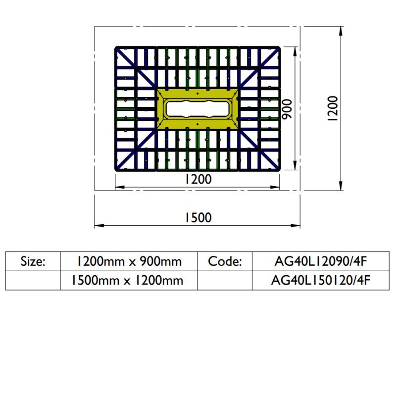 Impey Aqua-Grade Modern 400mm Linear Kit 4 Falls for Tiled Floors 1500mm x 1200mm - Multi Coloured - AG40L150120/4F