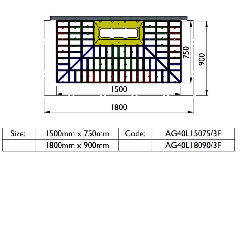 Impey Aqua-Grade Modern 400mm Linear Kit 1 Wall & 3 Falls for Tiled Floors 1800mm x 900mm - Multi Coloured - AG40L18090/3F
