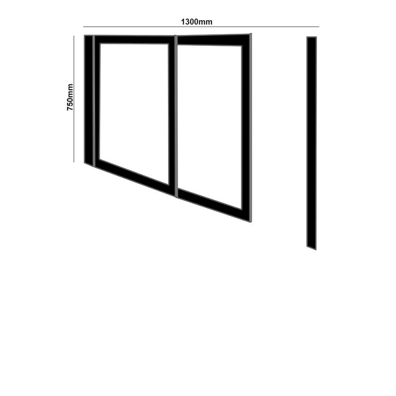 Impey Elevate Left Handed Option 2 Alcove Sliding Half Height Door 1300mm Wide - White - EL-2-130W-L