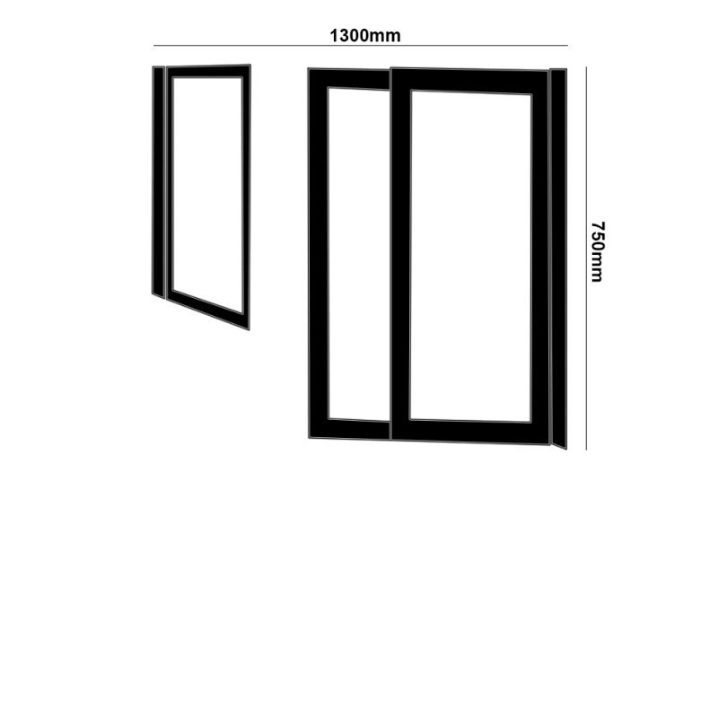Impey Elevate Left Handed Option 3 Alcove Sliding Half Height Door 1300mm Wide - White - EL-3-130W-L