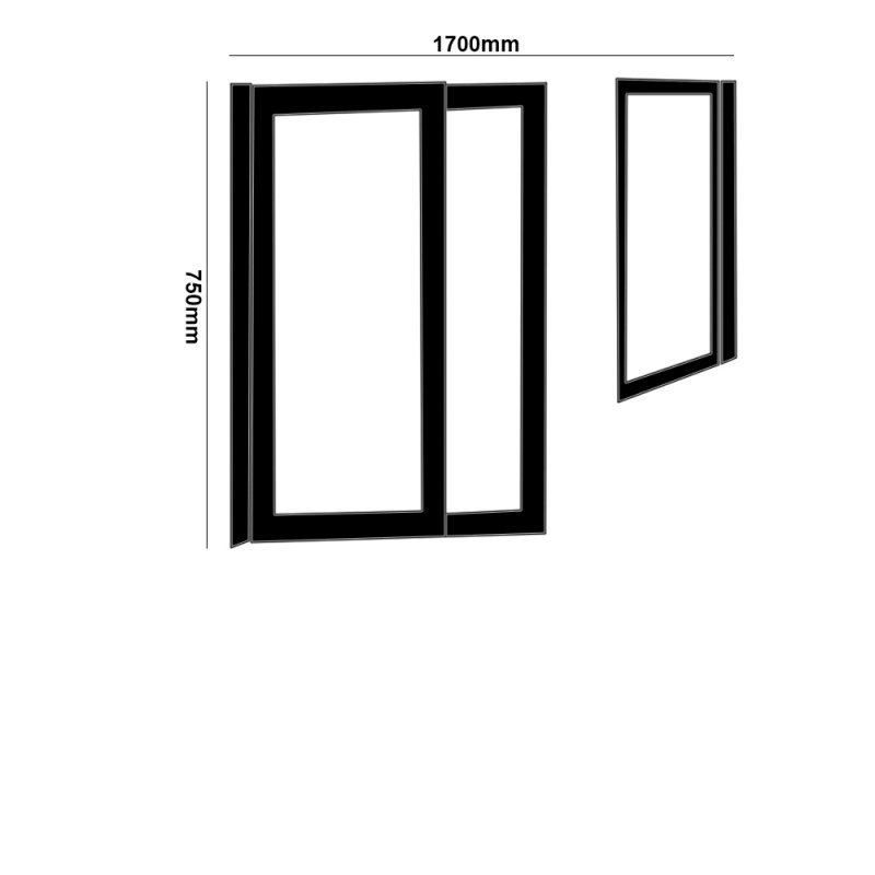 Impey Elevate Right Handed Option 3 Alcove Sliding Half Height Door 1700mm Wide - White - EL-3-170W-R