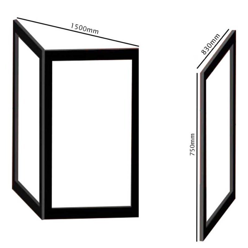 Impey Elevate Left Handed Option J Corner Bi-Fold Half Height Door 1500mm x 830mm - White - EL-J-15083W-L