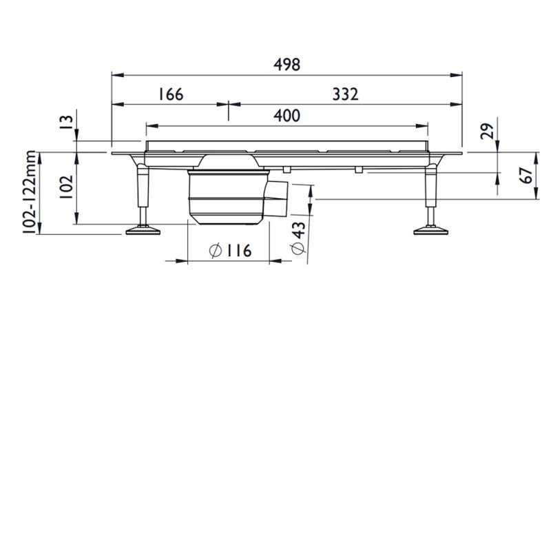 Impey Horizontal Outlet Linear Drain 400mm Tile Insert Cover - Chrome - LNR40T8/H