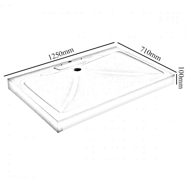 Impey Mendip Modern Rectangular Shower Tray with Waste 1250mm x 710mm - White - MEN101/C