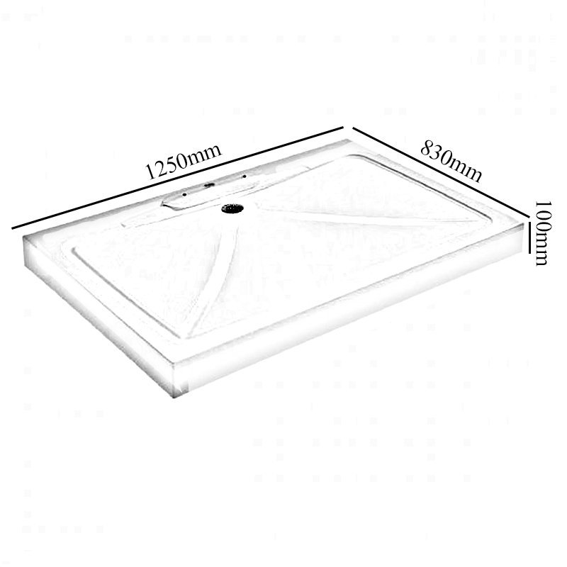 Impey Mendip Modern Rectangular Shower Tray with Waste 1250mm x 830mm - White - MEN201/C