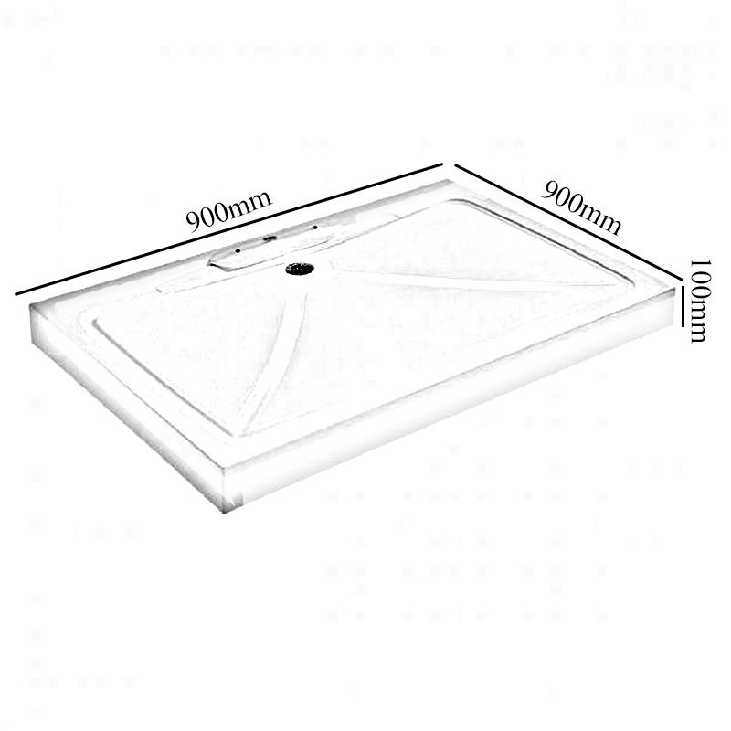Impey Mendip Modern Square Shower Tray with Waste 900mm x 900mm - White - MEN501/C