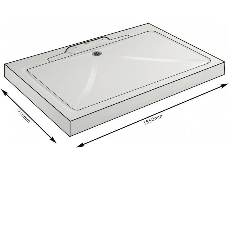 Impey Mendip Modern Rectangular Shower Tray with Cut to Length End Caps and Waste 1850mm x 710mm  - White - MEN701/C
