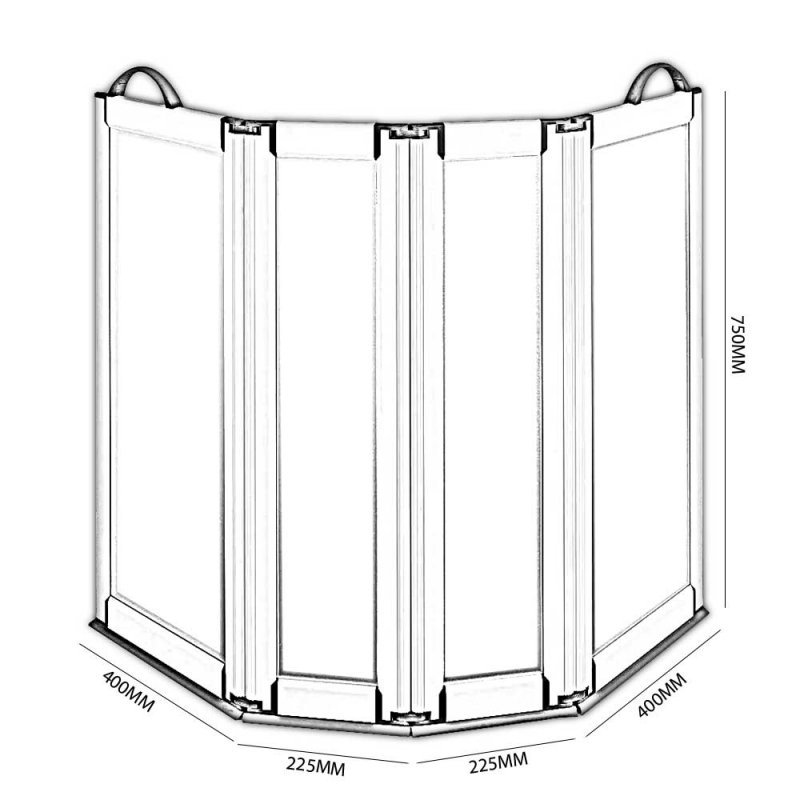 Impey Portable Modern Folding Shower Screen 750mm High x 2x400mm x 2x225mm - White - FG-IPS4W